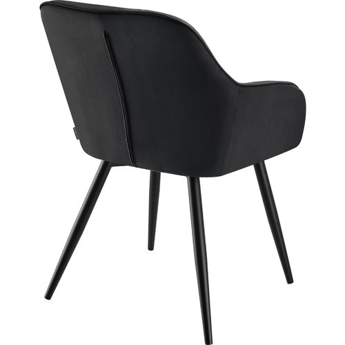 Lot 4 Chaises Rembourrées En Velours Matelassé Et Dossier Continu Noir