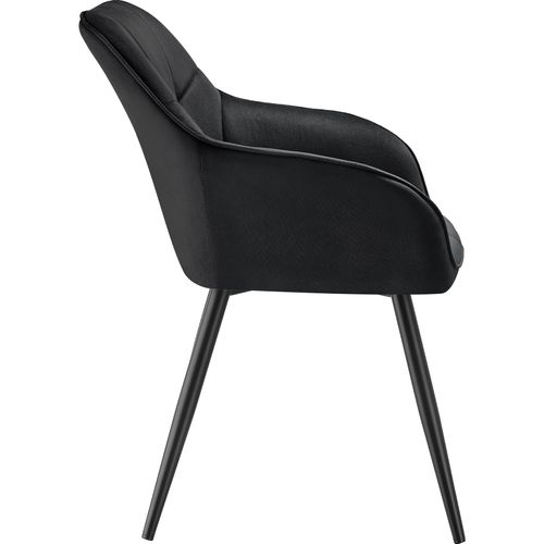 Lot 4 Chaises Rembourrées En Velours Matelassé Et Dossier Continu Noir