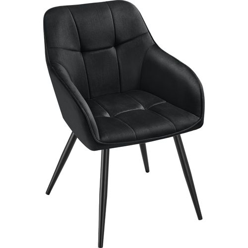 Lot 4 Chaises Rembourrées En Velours Matelassé Et Dossier Continu Noir