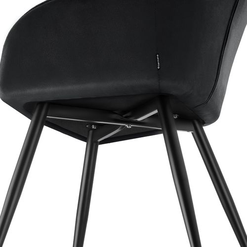 Lot 4 Chaises Rembourrées En Velours Matelassé Et Dossier Continu Noir