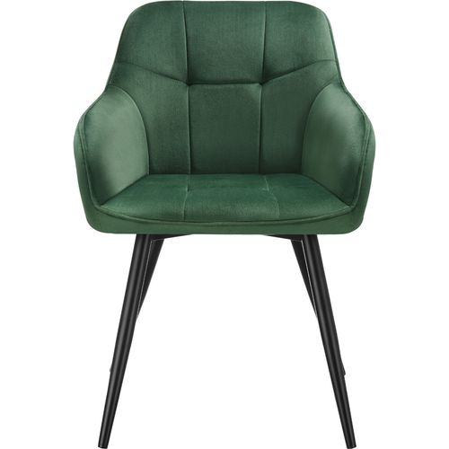 Lot 2 Chaises Rembourrées En Velours Matelassé Et Dossier Vert Foncé