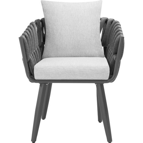 Lot De 2 Chaises Au Design Façon Cordage Gris Anthracite