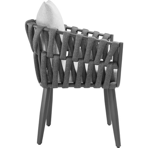 Lot De 2 Chaises Au Design Façon Cordage Gris Anthracite