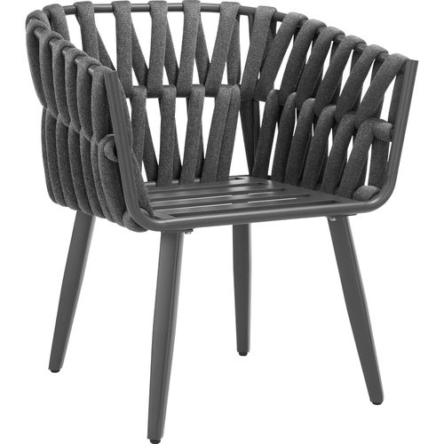 Lot De 2 Chaises Au Design Façon Cordage Gris Anthracite