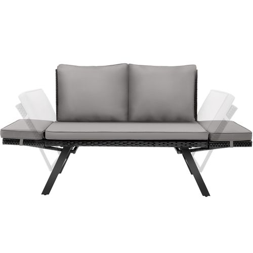 Canapé Lounge En Rotin Gris Clair/noir 61 X 157 X 89 Cm