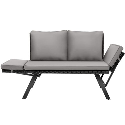 Canapé Lounge En Rotin Gris Clair/noir 61 X 157 X 89 Cm