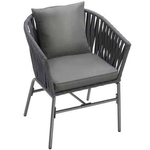 Ensemble De Chaises Au Design Corde Tressée Gris Foncé/gris Foncé Lot De 6