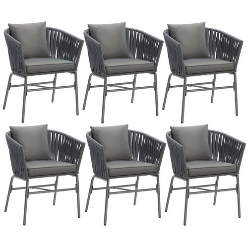 Ensemble De Chaises Au Design Corde Tressée Gris Foncé/gris Foncé Lot De 6
