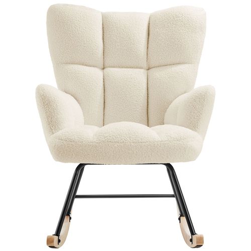 Fauteuil à Bascule Rembourré Avec Grand Dossier Beige