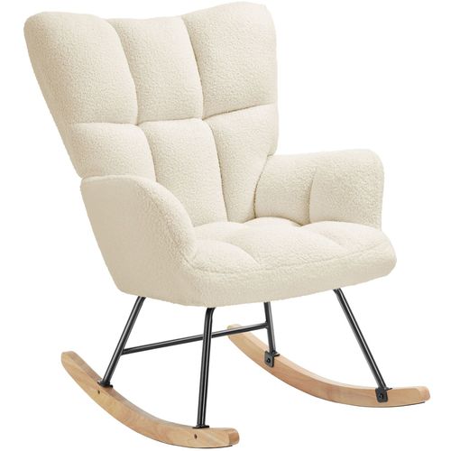 Fauteuil à Bascule Rembourré Avec Grand Dossier Beige