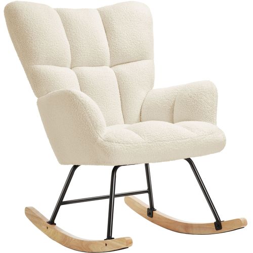 Fauteuil à Bascule Rembourré Avec Grand Dossier Beige