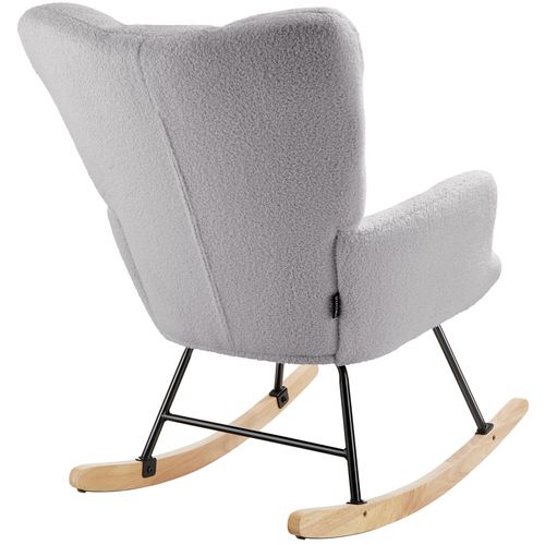 Fauteuil à Bascule Rembourré Avec Grand Dossier Gris Clair