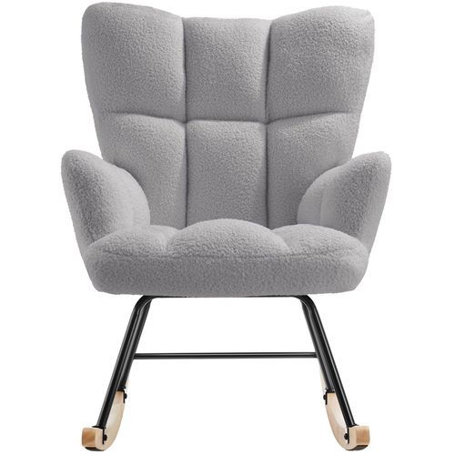 Fauteuil à Bascule Rembourré Avec Grand Dossier Gris Clair