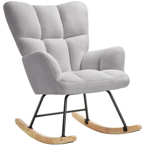 Fauteuil à Bascule Rembourré Avec Grand Dossier Gris Clair