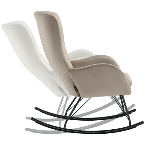 Fauteuil à Bascule Avec Patins En Acier Et Rembourrage Épais Taupe