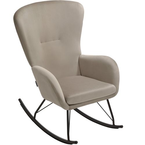 Fauteuil à Bascule Avec Patins En Acier Et Rembourrage Épais Taupe