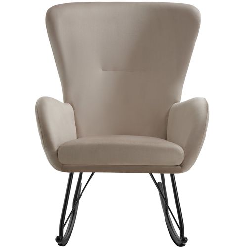 Fauteuil à Bascule Avec Patins En Acier Et Rembourrage Épais Taupe