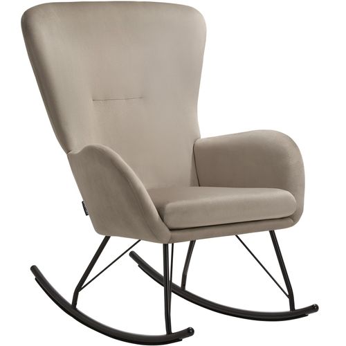 Fauteuil à Bascule Avec Patins En Acier Et Rembourrage Épais Taupe