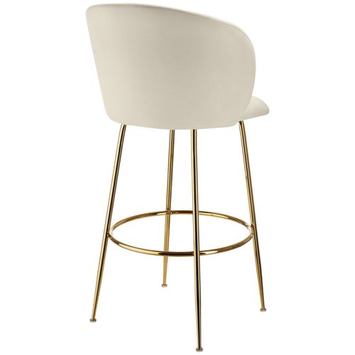 Lot 2 Tabourets De Bar Rembourrés Avec Dossier Aspect Velours Doré