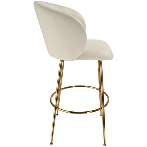 Lot 2 Tabourets De Bar Rembourrés Avec Dossier Aspect Velours Doré