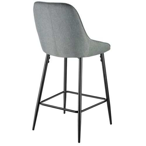 Lot 2 Chaises De Bar Dossier En Tissu Et Repose-pieds Gris/noir