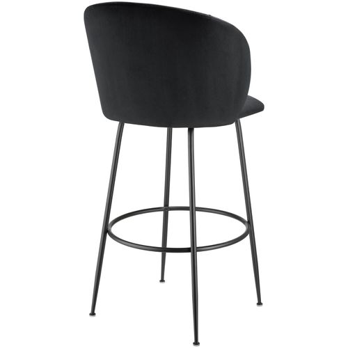 Lot 6 Tabourets De Bar Rembourrés Avec Dossier Aspect Velours Noir