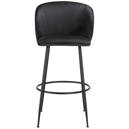 Lot 6 Tabourets De Bar Rembourrés Avec Dossier Aspect Velours Noir