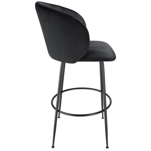 Lot 6 Tabourets De Bar Rembourrés Avec Dossier Aspect Velours Noir