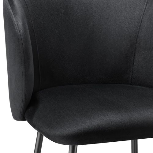 Lot 6 Tabourets De Bar Rembourrés Avec Dossier Aspect Velours Noir