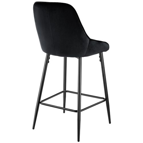 Lot 6 Chaises De Bar Dossier Aspect Velours Et Repose-pieds Noir