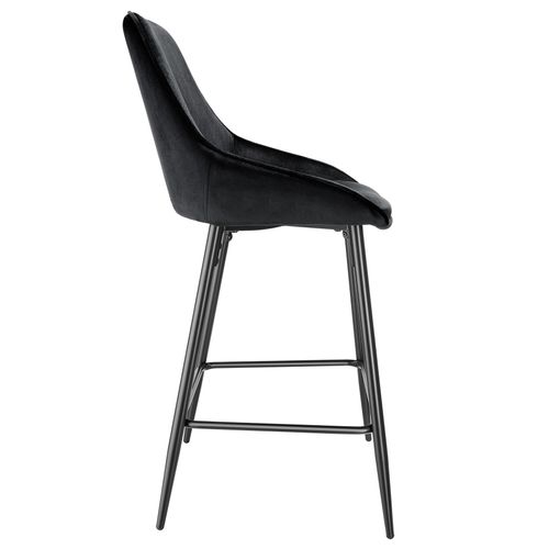 Lot 6 Chaises De Bar Dossier Aspect Velours Et Repose-pieds Noir