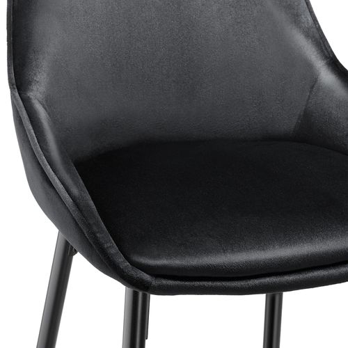 Lot 6 Chaises De Bar Dossier Aspect Velours Et Repose-pieds Noir