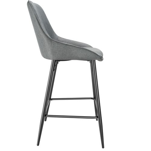 Lot 4 Chaises De Bar Dossier En Tissu Et Repose-pieds Gris/noir