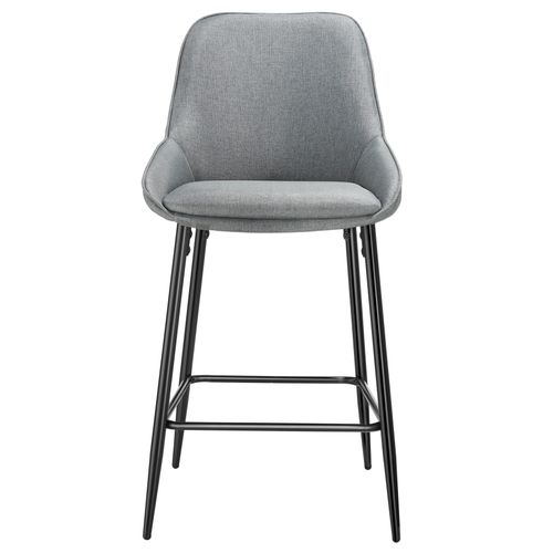 Lot 4 Chaises De Bar Dossier En Tissu Et Repose-pieds Gris/noir