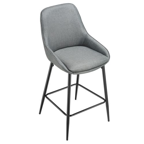 Lot 6 Chaises De Bar Dossier En Tissu Et Repose-pieds Gris/noir