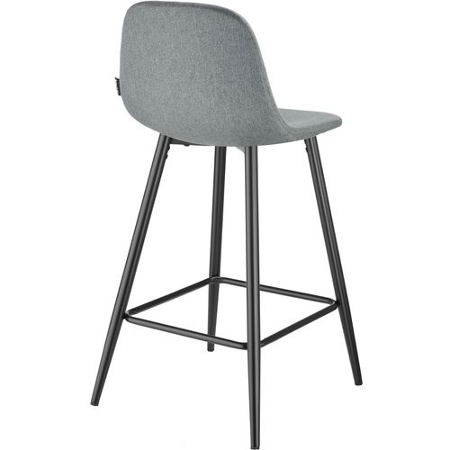 Lot 6 Chaises De Bar Rembourrées Avec Dossier Et Repose-pieds Gris