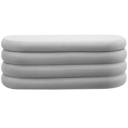 Banc Rembourré 2 Grands Compartiments De Rangement Aspect Velours Gris