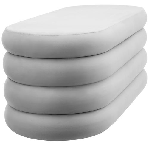 Banc Rembourré 2 Grands Compartiments De Rangement Aspect Velours Gris