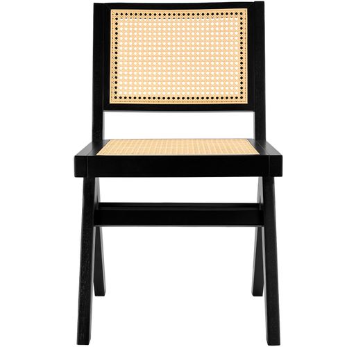 Chaise En Bois Avec Cannage Viennois Design Boho Noir