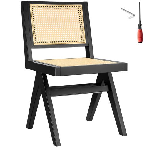 Chaise En Bois Avec Cannage Viennois Design Boho Noir