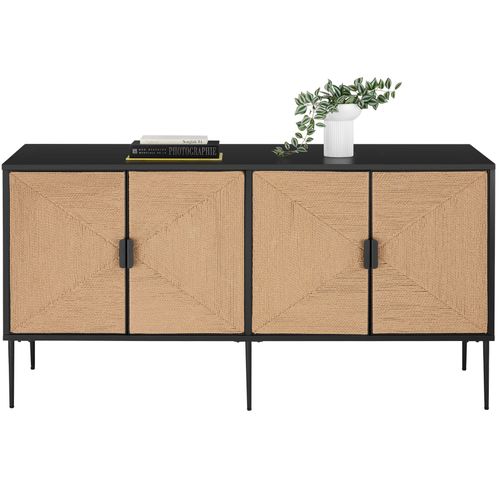 Buffet Avec Portes Effet Jute Avec 2 Compartiments De Rangement