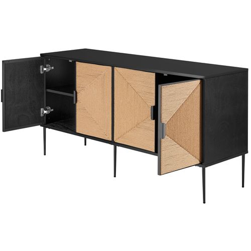 Buffet Avec Portes Effet Jute Avec 2 Compartiments De Rangement