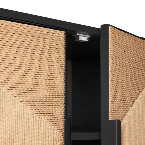 Buffet Avec Portes Effet Jute Avec 2 Compartiments De Rangement