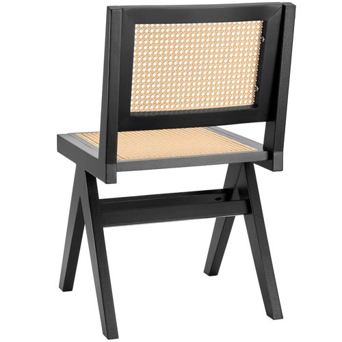 Lot De 6 Chaises En Bois Avec Cannage Viennois Design Boho Noir