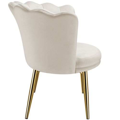 Fauteuil Rembourrage Épais Revêtement En Velours Crème/or