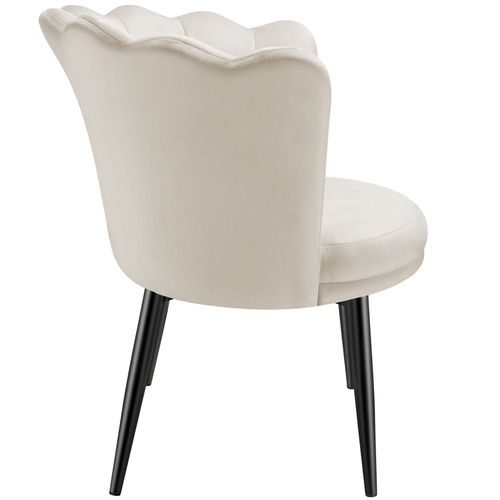 Fauteuil Rembourré Avec Dossier En Forme De Fleur Velours Crème/noir
