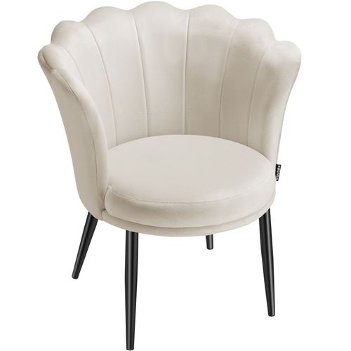 Fauteuil Rembourré Avec Dossier En Forme De Fleur Velours Crème/noir