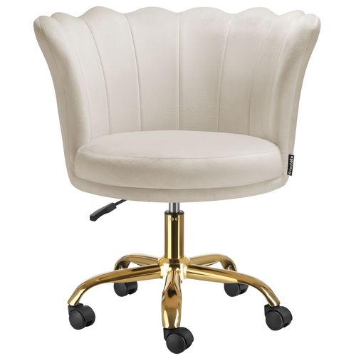 Chaise De Bureau Rembourrée Revêtement Velours Avec Double Roulettes