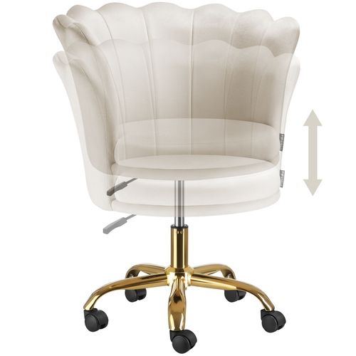 Chaise De Bureau Rembourrée Revêtement Velours Avec Double Roulettes