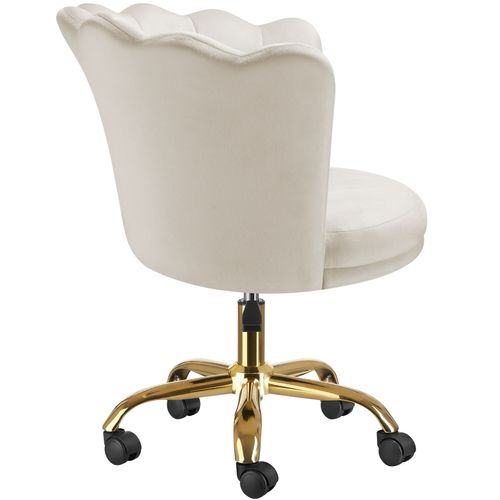 Chaise De Bureau Rembourrée Revêtement Velours Avec Double Roulettes